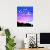 Poster Citation de la Bible Amour de Dieu pourpre (Bureau à domicile)