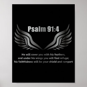 Poster Citation de la Bible chrétienne Psaume 91 4 Design