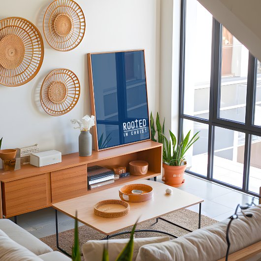 Poster Citation de la foi chrétienne enracinée en bleu ma