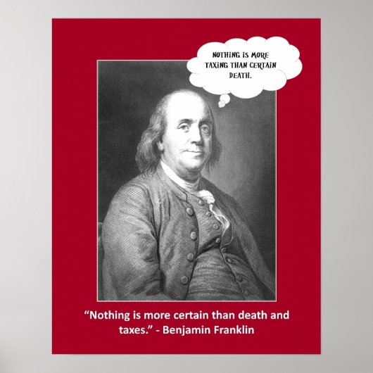 Poster Citation De La Mort Et Des Impôts Drôle Jouer Sur (Devant)