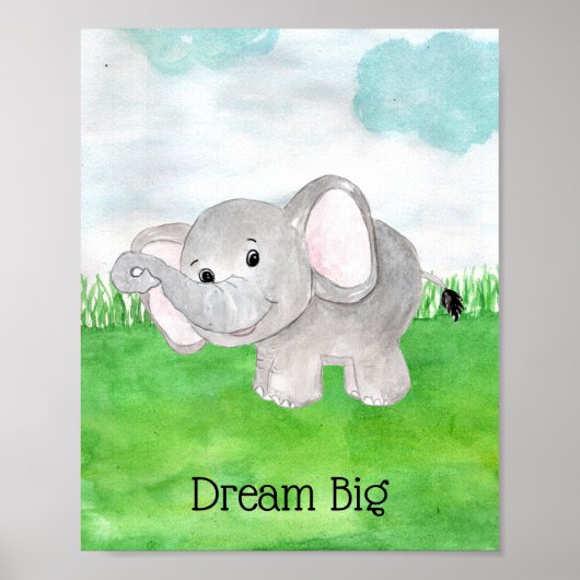 Poster Citation de la nurserie de bébé éléphant mignon qu (Devant)