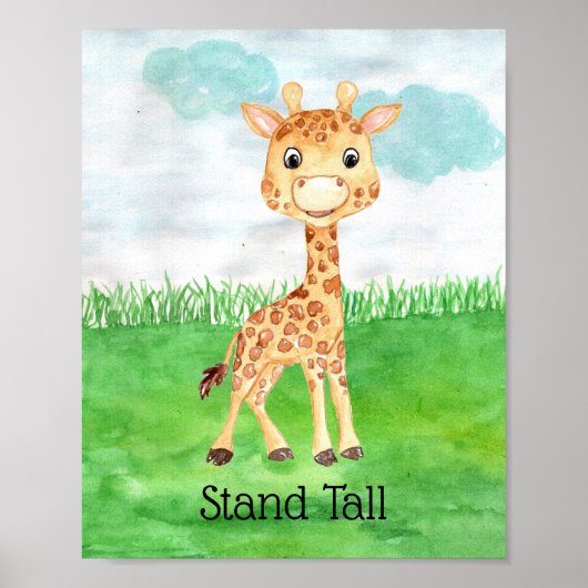 Poster Citation de la nurserie de girafon debout mignon (Devant)