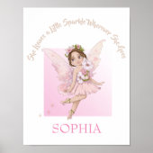 Poster Citation de la nurserie Fée rose mignonne avec che (Devant)