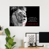 Poster Citation de leadership motivationnel du lion blanc (Bureau à domicile)