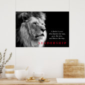 Poster Citation de leadership motivationnel du lion blanc (Cuisine)