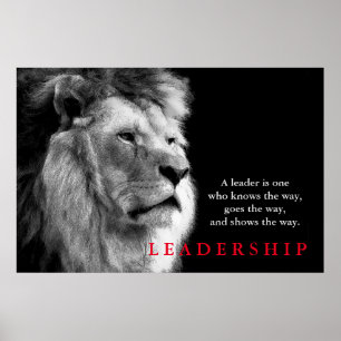 Poster Citation de leadership motivationnel du lion blanc