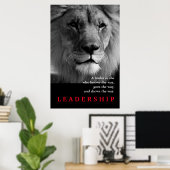 Poster Citation de leadership motivationnel du lion blanc (Bureau à domicile)