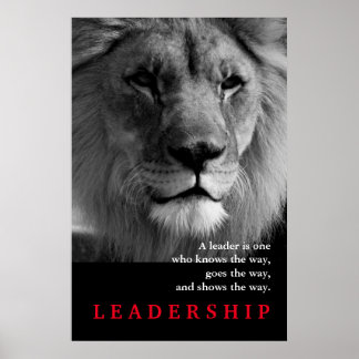 Poster Citation de leadership motivationnel du lion blanc