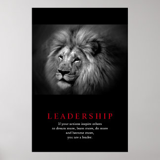 Poster Citation de leadership motivationnel du lion noir