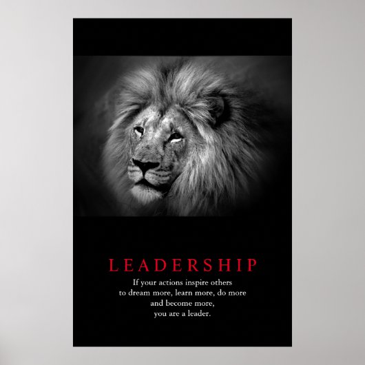 Poster Citation de leadership motivationnel du lion noir  (Devant)