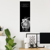 Poster Citation de leadership motivationnel Lion noir bla (Bureau à domicile)