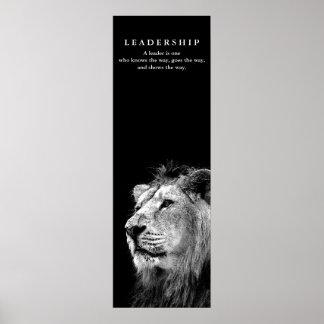 Poster Citation de leadership motivationnel Lion noir bla