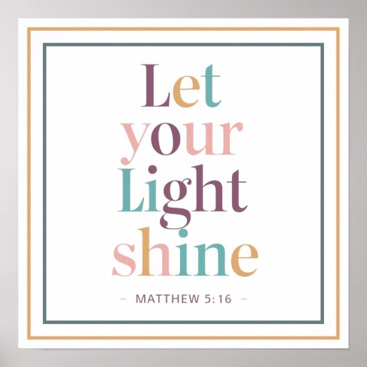 Poster Citation de l'Écriture Pastel Let Your Light Shine (Devant)