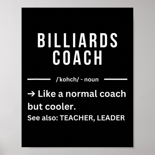 Poster Citation de l'entraîneur de billard Cool drôle (Devant)