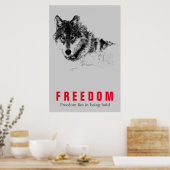 Poster Citation de liberté motivationnelle Wolf Pop Art G (Cuisine)