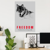 Poster Citation de liberté motivationnelle Wolf Pop Art G (Bureau à domicile)
