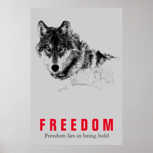 Poster Citation de liberté motivationnelle Wolf Pop Art G (Devant)