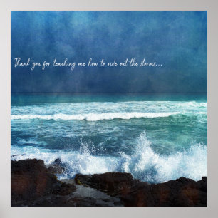 Poster Citation de l'océan hawaïen Vagues Surf bleu Tur