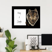 Poster Citation de loup d'aquarelle "Gardez-la simple" (Bureau à domicile)
