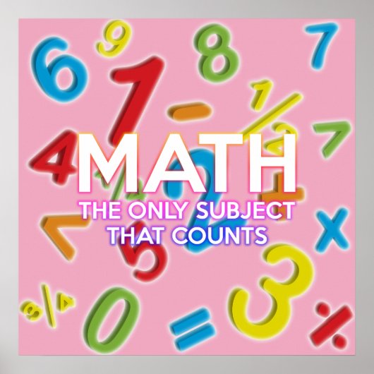 Poster Citation de maths amusante moderne rose girly (Devant)