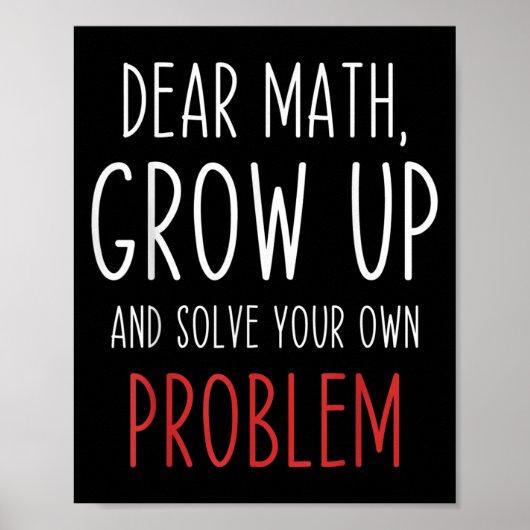 Poster Citation de maths drôle Cher professeur de maths M (Devant)