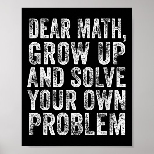 Poster Citation de maths drôle Cher professeur de maths M (Devant)