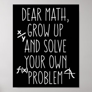 Poster Citation de maths drôle pour filles garçons adoles