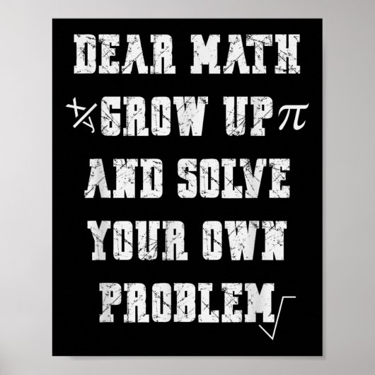 Poster Citation De Maths Drôle Pour Filles Garçons Ados H (Devant)