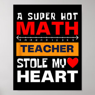 Poster Citation de maths vintage Super Professeur de cœur