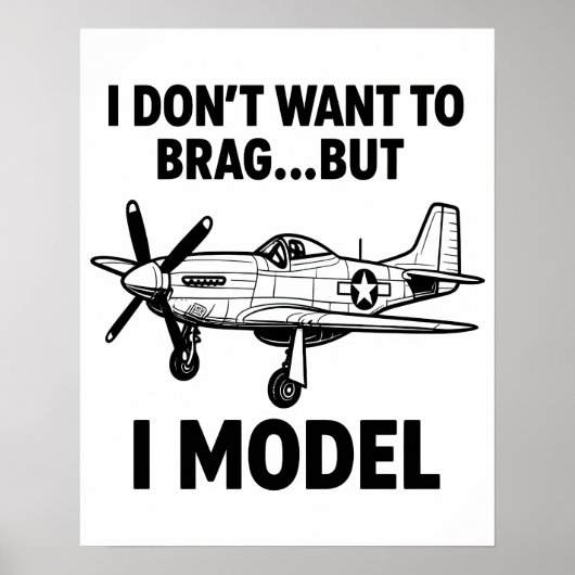 Poster Citation de modèle drôle avec l'avion P‑51 Mustang (Devant)