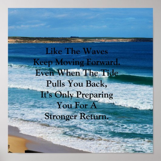 Poster Citation De Motivation De Plage : Comme Les Vagues (Devant)