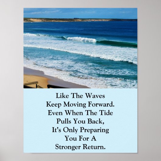 Poster Citation De Motivation De Plage : Comme Les Vagues (Devant)