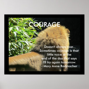 Poster Citation de motivation Lion Courageux