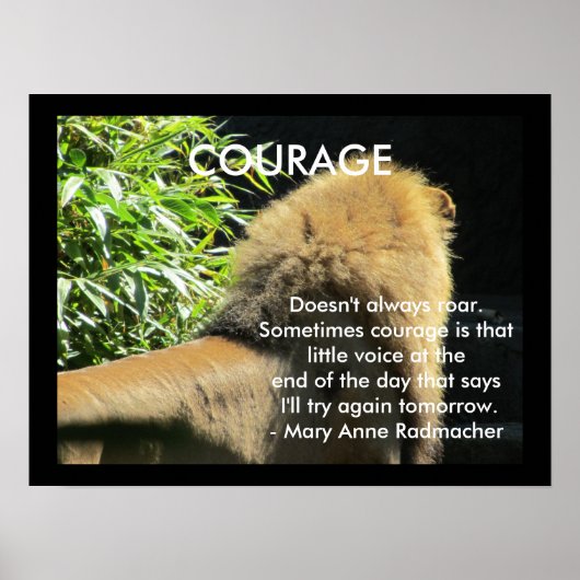 Poster Citation de motivation Lion Courageux (Devant)