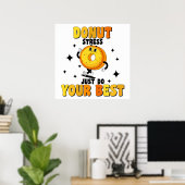 Poster Citation de motivation pour le donut rétro amusant (Bureau à domicile)