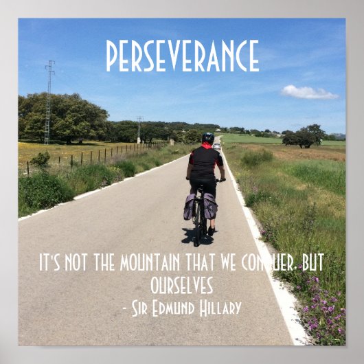 Poster Citation de motivation pour le vélo Persévérance (Devant)