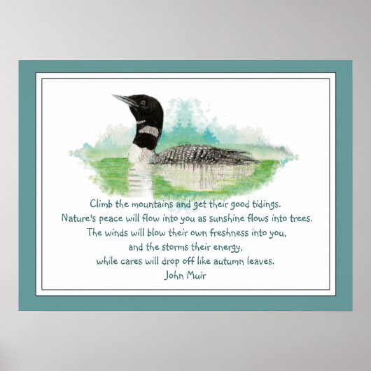 Poster Citation de Muir Nature, Aquarelle Loon Wilderness (Devant)