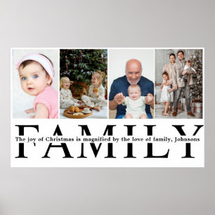 Poster Citation de Noël pour famille moderne à 4 photos