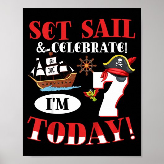 Poster Citation de pirate pour l'anniversaire de 7 ans d' (Devant)