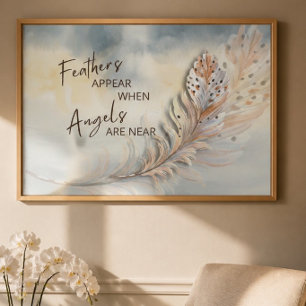 Poster Citation de plume et d'ange inspirante à l'aquarel