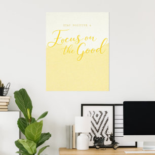 Poster Citation de positivité à dégradé jaune – Mur minim