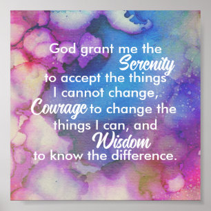 Poster Citation de prière de sérénité bleu et violet aqua