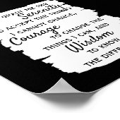 Poster Citation de prière de sérénité noir et blanc (Coin)