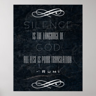 Poster Citation de Rumi sur le silence et Dieu