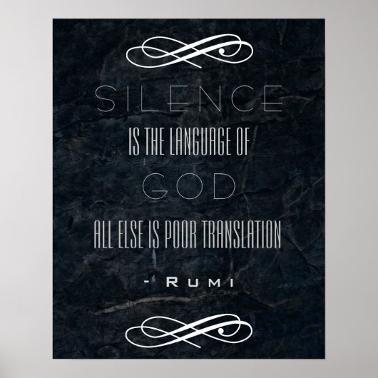 Poster Citation de Rumi sur le silence et Dieu (Devant)