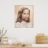 Poster Citation de Sepia Jesus Art Bible - Mark 9:23 (Cuisine)