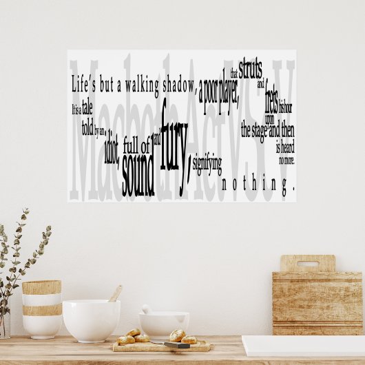Poster Citation de Shakespeare : "La vie n'est qu'une omb (Cuisine)