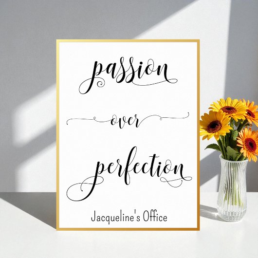 Poster Citation de succès Bureau de la passion noir blanc