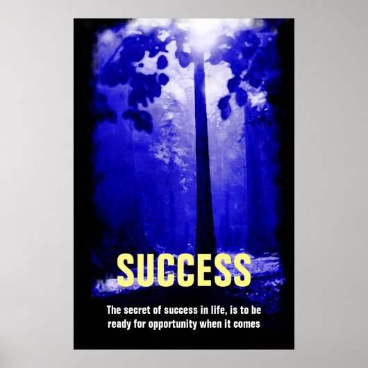 Poster Citation de succès de l'arbre de nuit bleu Inspira (Devant)