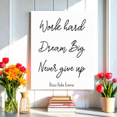 Poster Citation de succès en noir blanc Travail Salle de